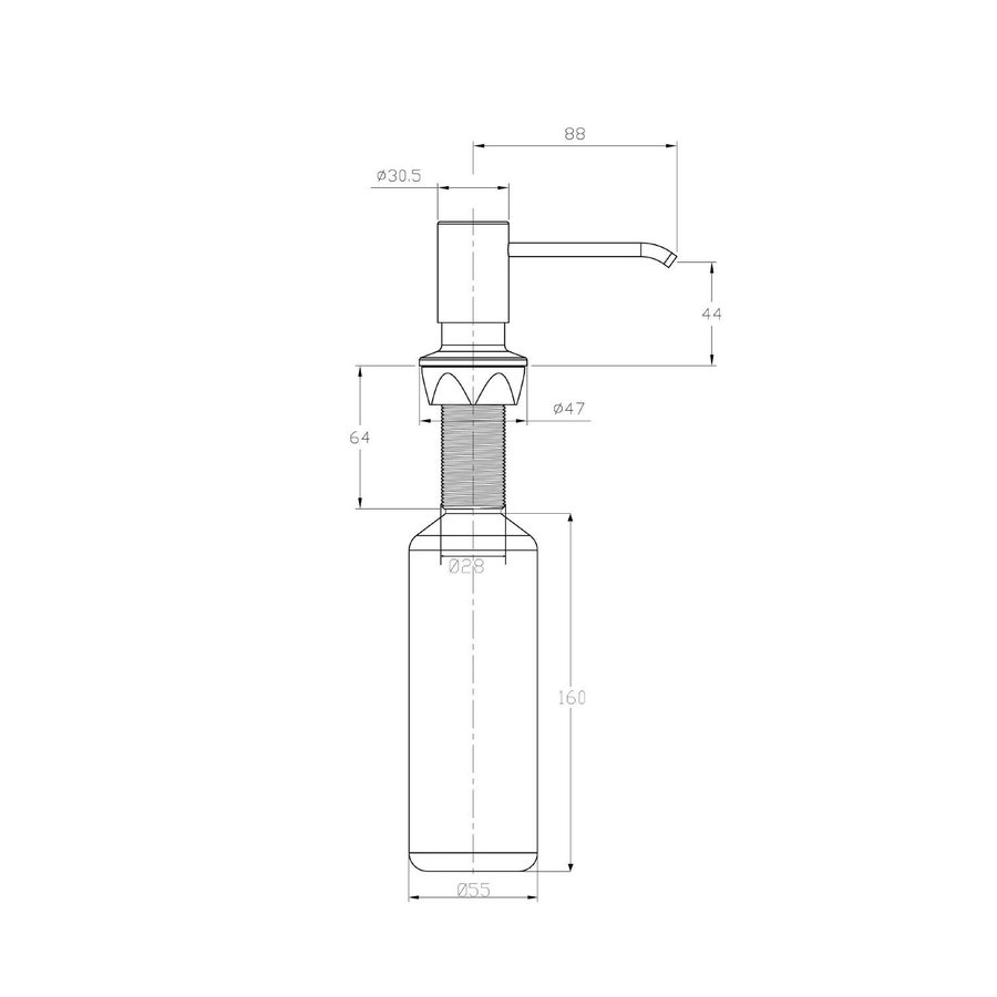 Inbouwzeepdispenser Sapho Kunststof Fles 350 ML RVS