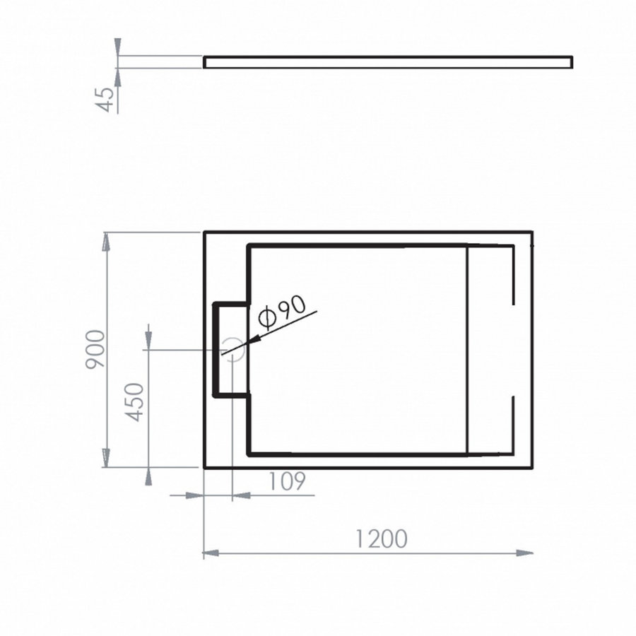 Douchebak Allibert Puretex Rechthoekig 120x90x4,5 cm Glanzend Wit (afvoer optioneel)