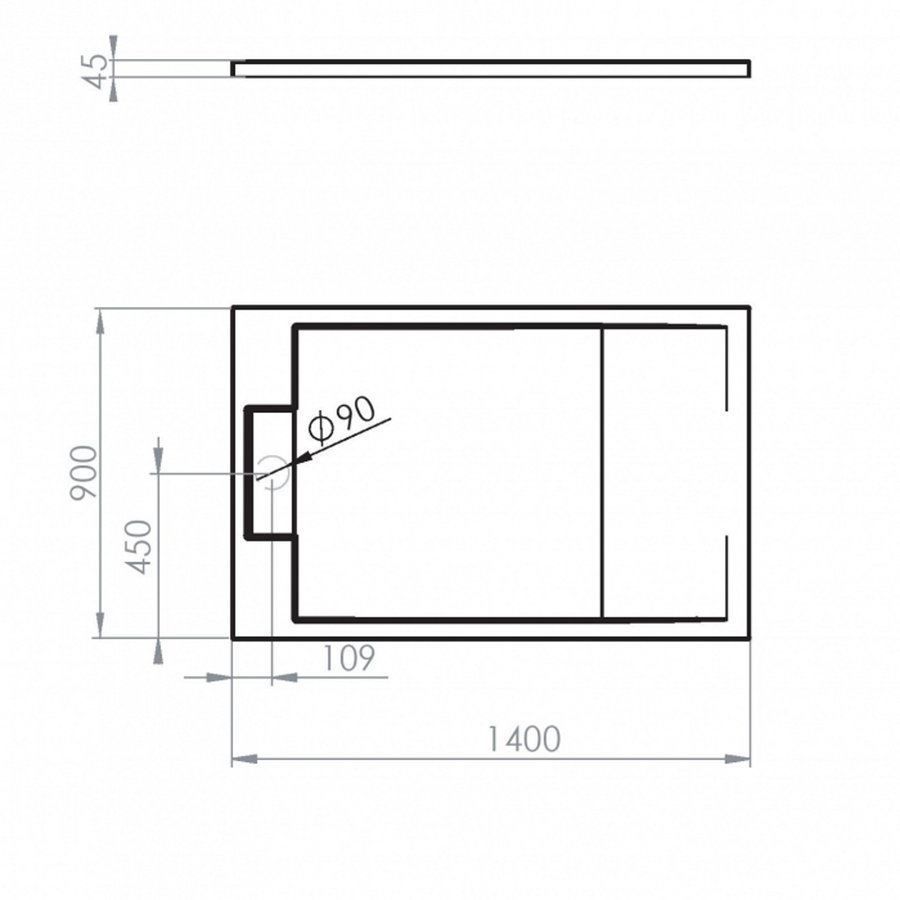 Douchebak Allibert Puretex Rechthoekig 140x90x4,5 cm Glanzend Wit (afvoer optioneel)