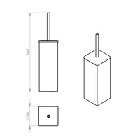 Toiletborstelhouder Sapho Colorado Vrijstaand Vierkant 36x8.8 cm RVS