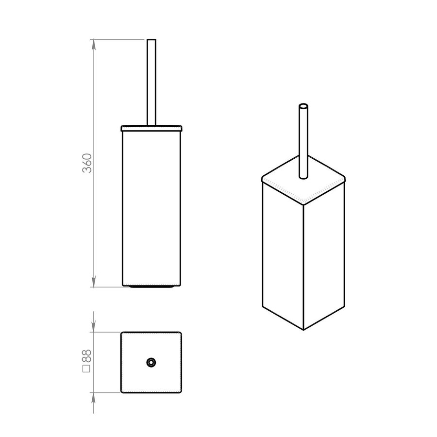 Toiletborstelhouder Sapho Colorado Vrijstaand Vierkant 36x8.8 cm RVS