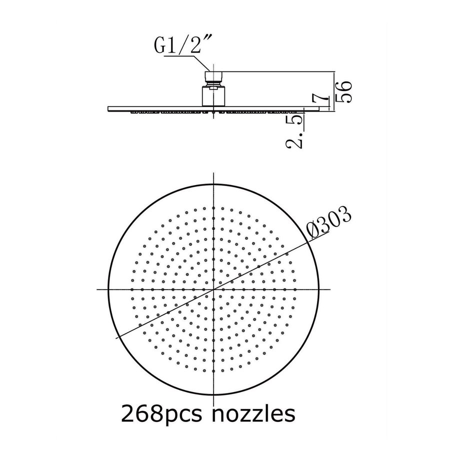 Regendouchekop Sapho Rond 30 cm Chroom