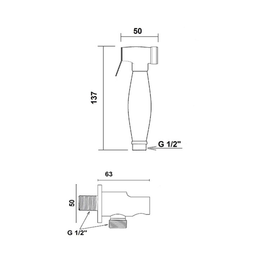 Bidet Handdouche Sapho Reitano Rubinetteria Incl. Slang en Handdouchehouder Goud