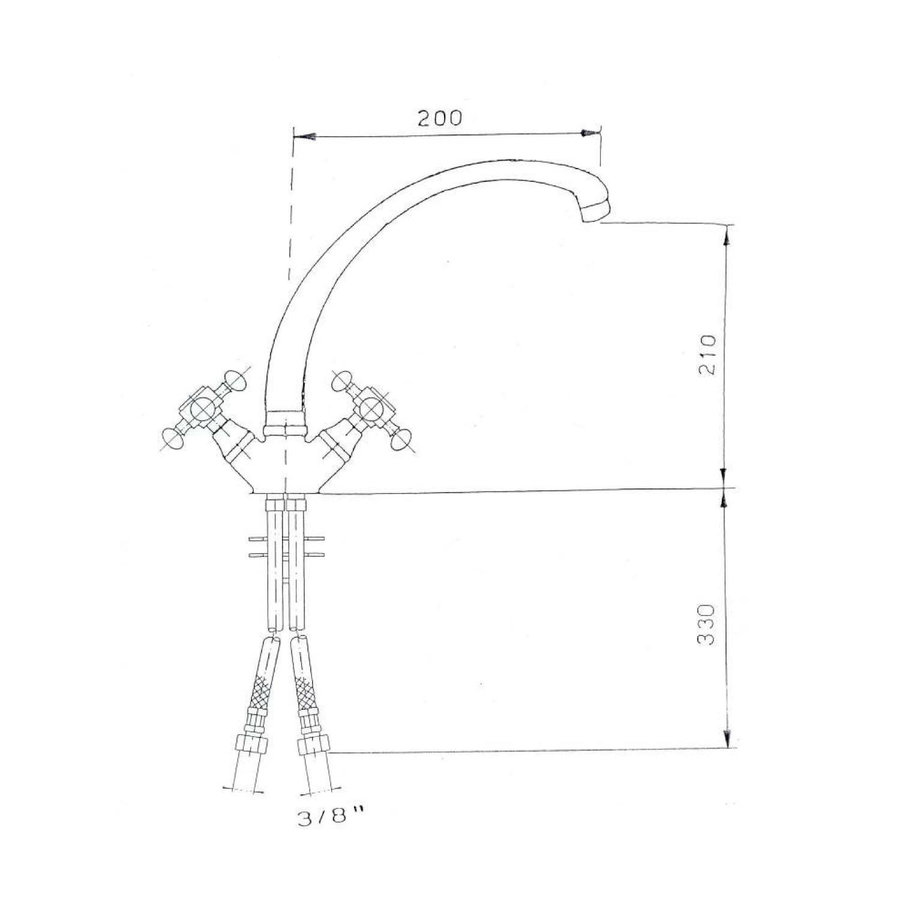 Wastafelmengkraan Sapho Antea 2-knop Gebogen Uitloop 20 cm Chroom
