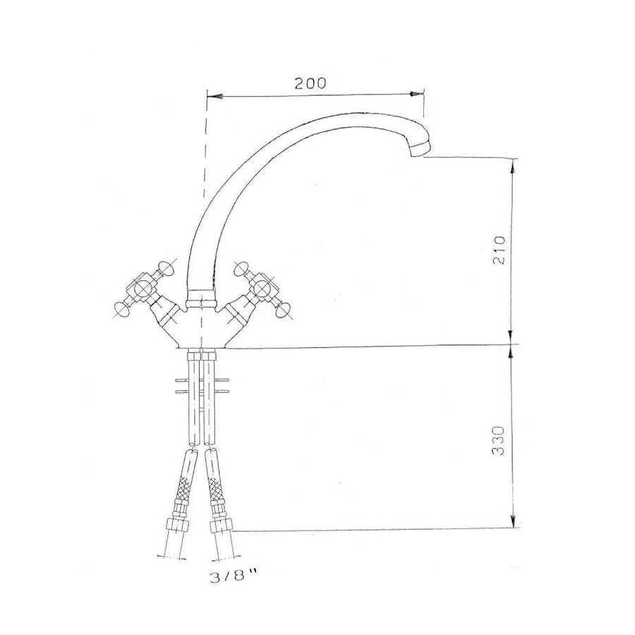 Wastafelmengkraan Sapho Antea 2-knop Gebogen Uitloop 26.5 cm Chroom