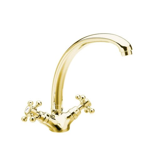 Wastafelmengkraan Sapho Antea 2-knop Gebogen Uitloop 26.5 cm Goud 