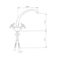 Wastafelmengkraan Sapho Antea 2-knop Gebogen Uitloop 26.5 cm Brons