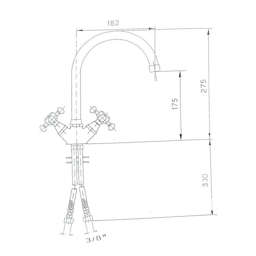 Wastafelmengkraan Sapho Antea 2-knop Gebogen Uitloop 27.5 cm Brons