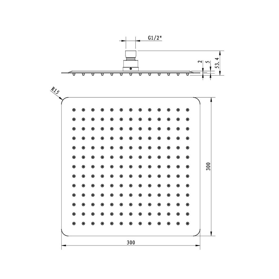 Regendouchekop Sapho Slim Vierkant 30 cm RVS