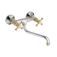 Inbouw Wastafelmengkraan Sapho Antea 2-knop Gebogen Uitloop 19 cm Chroom / Goud