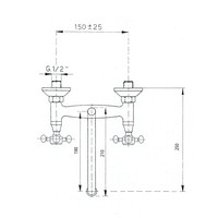 Inbouw Wastafelmengkraan Sapho Antea 2-knop Gebogen Uitloop 19 cm Brons