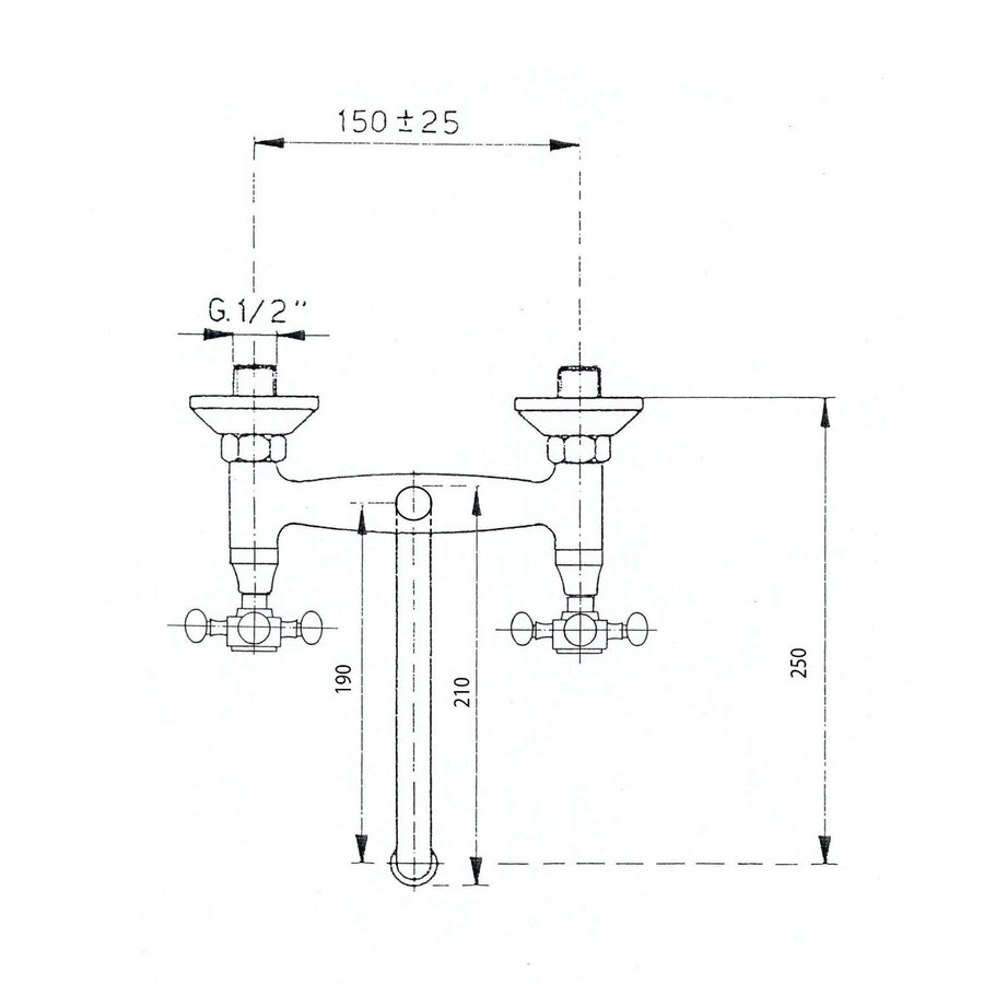 Inbouw Wastafelmengkraan Sapho Antea 2-knop Gebogen Uitloop 19 cm Brons