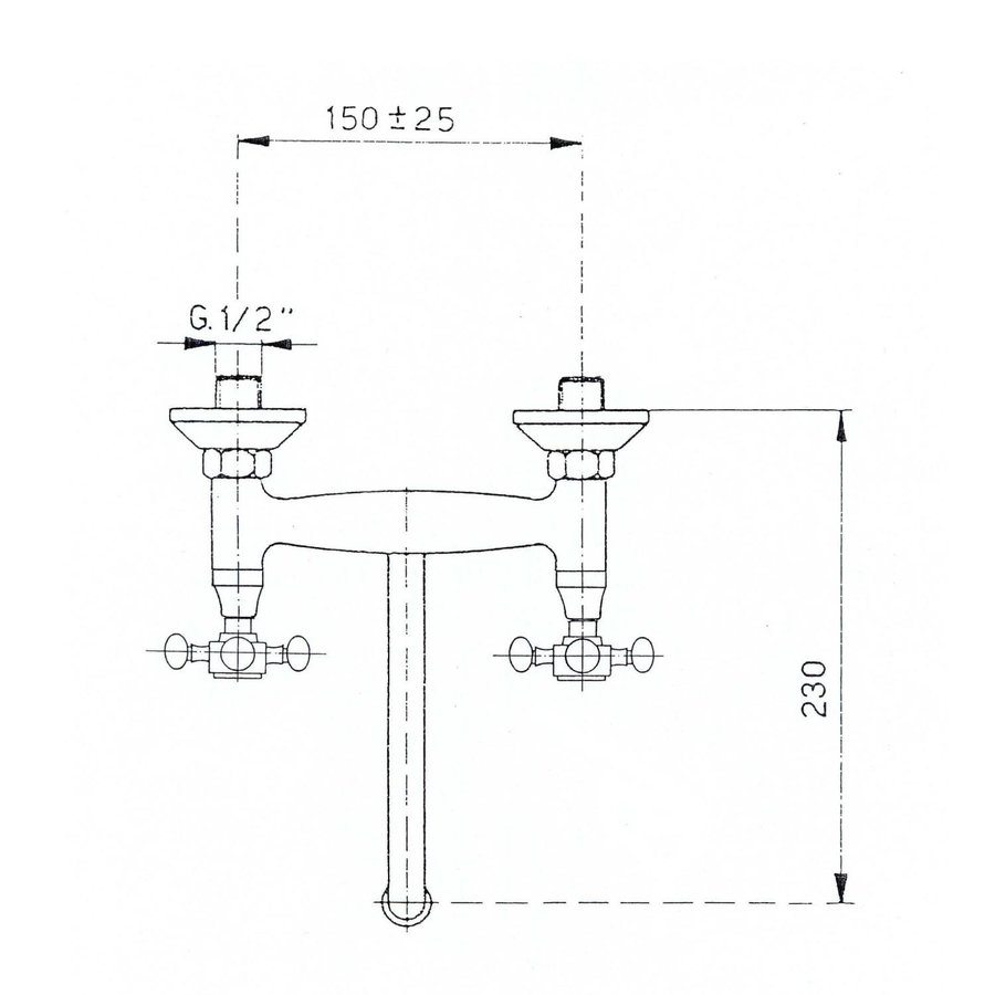 Inbouw Wastafelmengkraan Sapho Antea 2-knop Gebogen Uitloop 19 cm Rose Goud