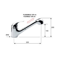 Keukenmengkraan Sapho Saly 1-hendel 20 cm met Uittrekbare Spray Chroom