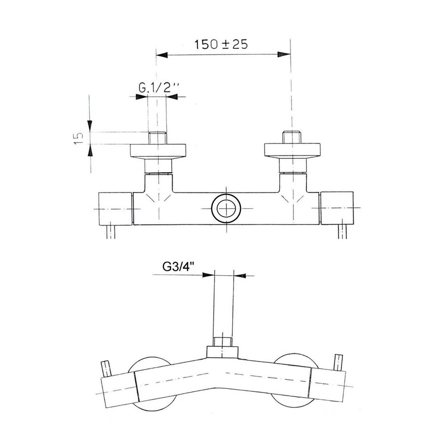 Opbouw Douchekraan Sapho Airtech Mengkraan Boven 2-knop Chroom