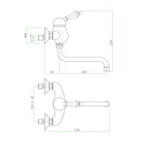 Badmengkraan Sapho KirkÃ© 1-hendel Kristal Retro Uitloop Gebogen 20 cm Chroom