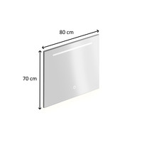 Badkamerspiegel Xenz Bardolino 80x70 cm met Horizontale Verlichtingsbaan en Spiegelverwarming