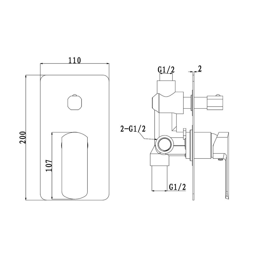 Douchekraan Inbouw Sapho Mixona Mengkraan Afbouwdeel 2-weg Chroom (incl. inbouwdeel)