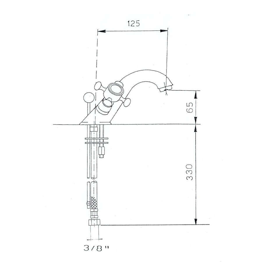 Wastafelmengkraan Sapho Antea 2-knop Uitloop 6.5 cm Brons (incl. clickwaste)