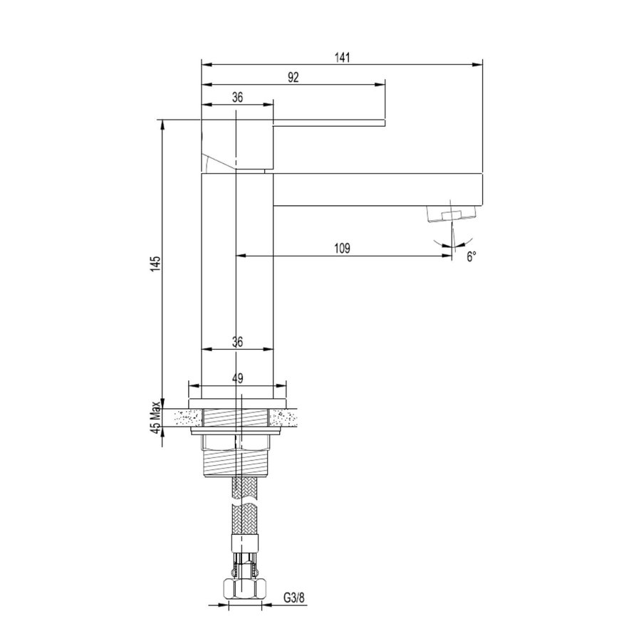 Wastafelmengkraan Sapho Glam 1-hendel Recht 14.5 cm Chroom