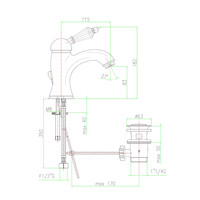 Wastafelmengkraan Sapho KirkÃƒÂ© Retro Kristal 1-hendel Gebogen 18.2 cm Chroom (incl. clickwaste)