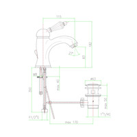 Wastafelmengkraan Sapho Kirké Retro Kristal 1-hendel Gebogen 18.2 cm Brons (incl. clickwaste)