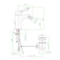 Bidetmengkraan Sapho KirkÃƒÂ© Retro Kristal 1-hendel Gebogen 18.2 cm Chroom (incl. clickwaste)