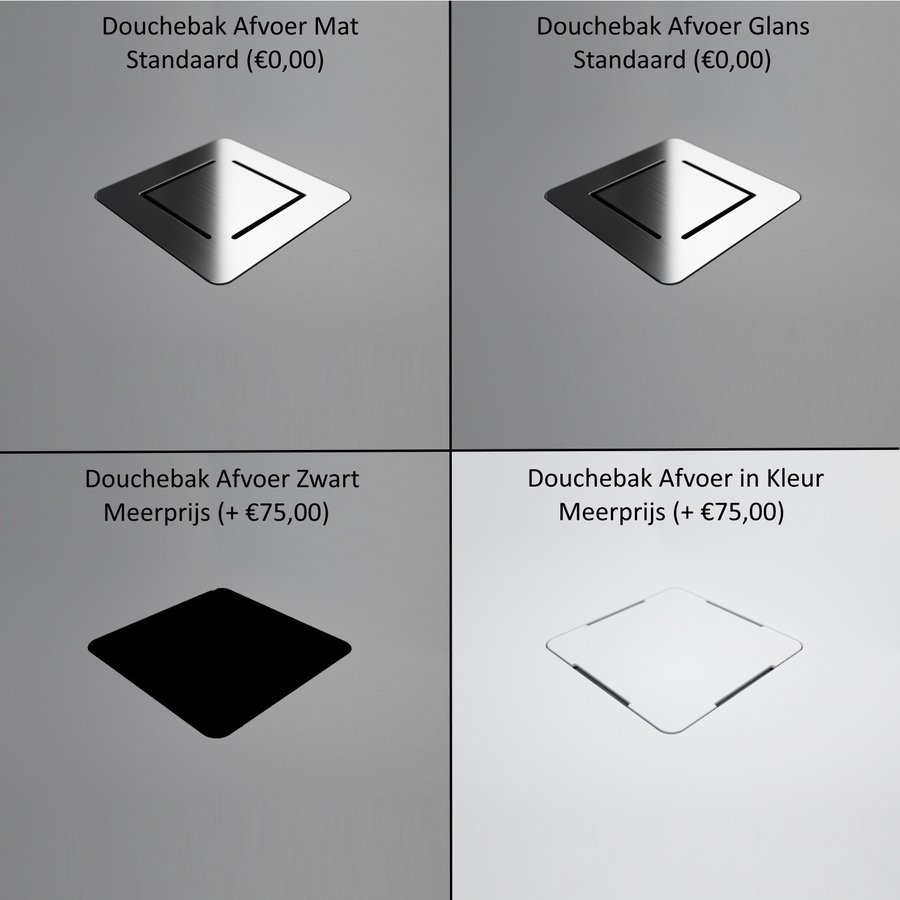 Douchebak Texence Hexagon met Afvoer Hoogwaardig Composiet (alle maten, alle kleuren)