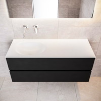 Badkamermeubel Solid Surface AQS Stockholm 120x45 cm Mat Zwart Urban (veertien varianten)