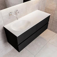 Badkamermeubel Solid Surface AQS Stockholm 120x45 cm Mat Zwart Urban (veertien varianten)