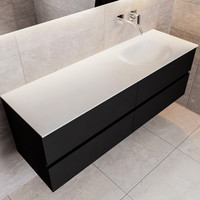 Badkamermeubel Solid Surface AQS Stockholm 150x45 cm Mat Zwart Urban (veertien varianten)