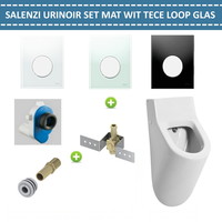 Urinoir Set Salenzi Hung Achterinlaat Mat Wit met TECE Loop Drukplaat Glas