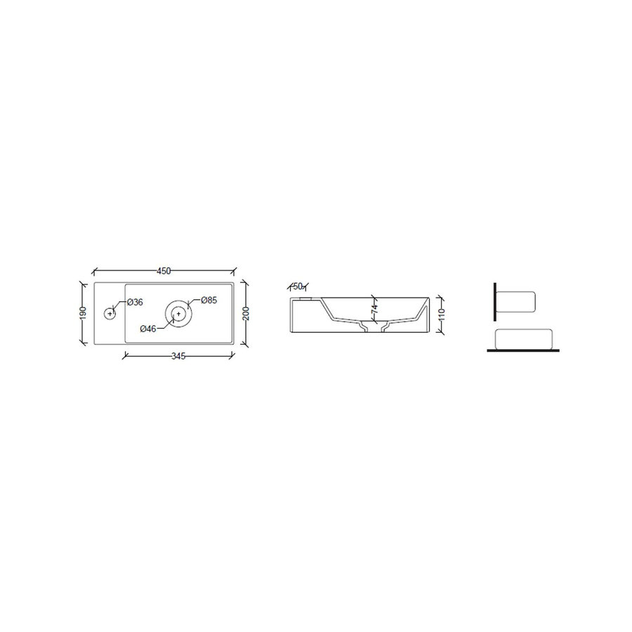 Salenzi Fonteinset Spy 45x20 cm Mat Legergroen (Keuze uit 8 kranen in 4 kleuren)