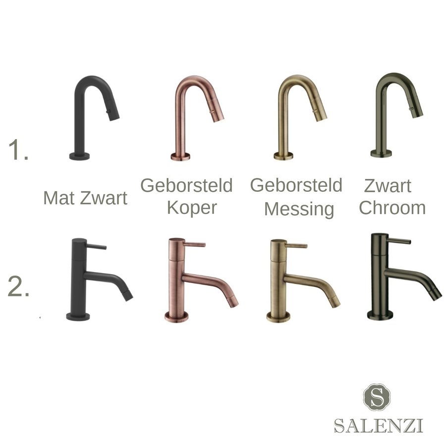 Salenzi Fonteinset Spy 45x20 cm Glans Wit (Keuze uit 8 kranen in 4 kleuren)