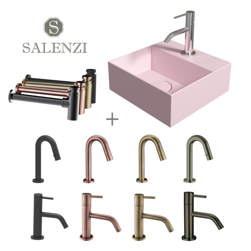 Salenzi Fonteinset Spy 30x30 cm Mat Roze (Keuze uit 8 kranen in 4 kleuren) 