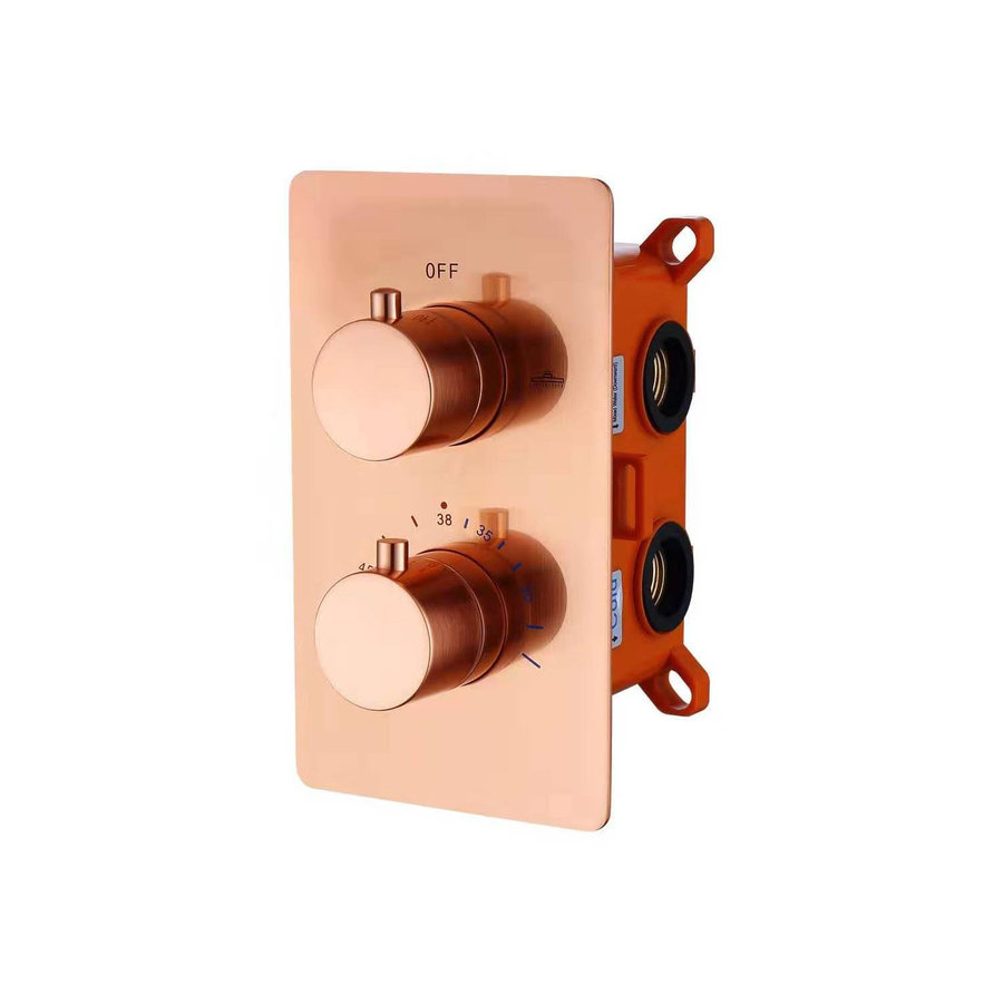 Douchekraan Inbouw Best Design Lyon Thermostaatkraan 2-weg Mat Rose Goud (incl. inbouwdeel)