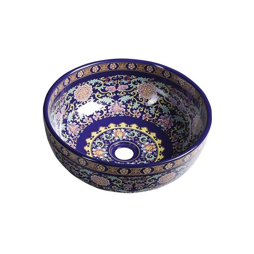 Waskom Sapho Priori Rond 40.5x15.5 cm Keramiek Paars met Ornamenten 