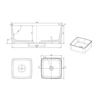 Waskom Opbouw Sapho Crox Vierkant 40x40x14 cm Marmer Wit