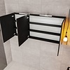 Spiegelkast Boss & Wessing Cube 150x70x16 cm Mat Zwart Urban (3 deuren)