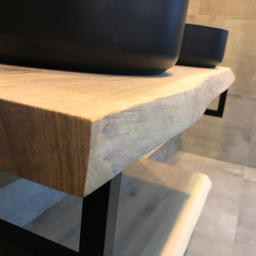 Wastafel Bovenblad Met Boomstamkant 80x46x4 cm