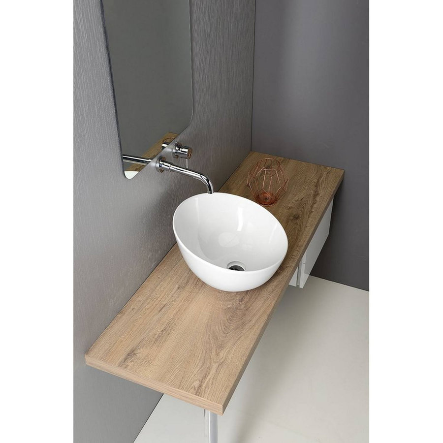 Waskom Sapho Dome Obliquo Rond 44.5 cm Keramiek Wit