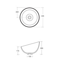 Waskom Sapho Dome Obliquo Rond 44.5 cm Keramiek Wit