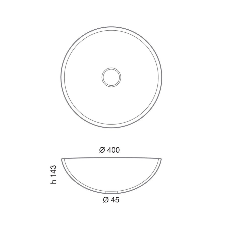 Waskom Sapho Murano Rond 40x14 cm Glas Goud / Zwart