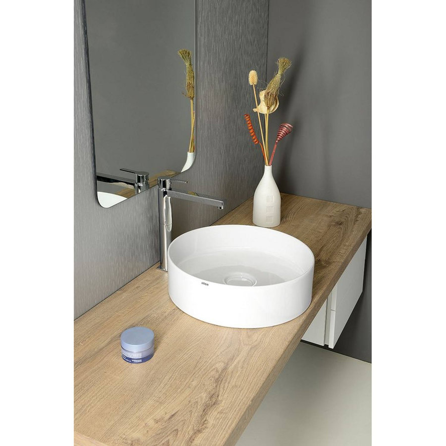 Waskom Sapho Storm Rond 40.5x12 cm Keramiek Wit (incl waste)