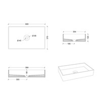 Waskom Sapho Storm Rechthoek 60x37x12 cm Keramiek Wit (incl waste)