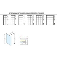 Inloopdouche Novellini Kuadra H Squares Helder Glas Mat Zwart Raster (alle maten)