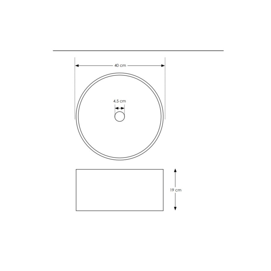 Waskom Opbouw Salenzi Beton 40x19 cm Rond Mat Grijs