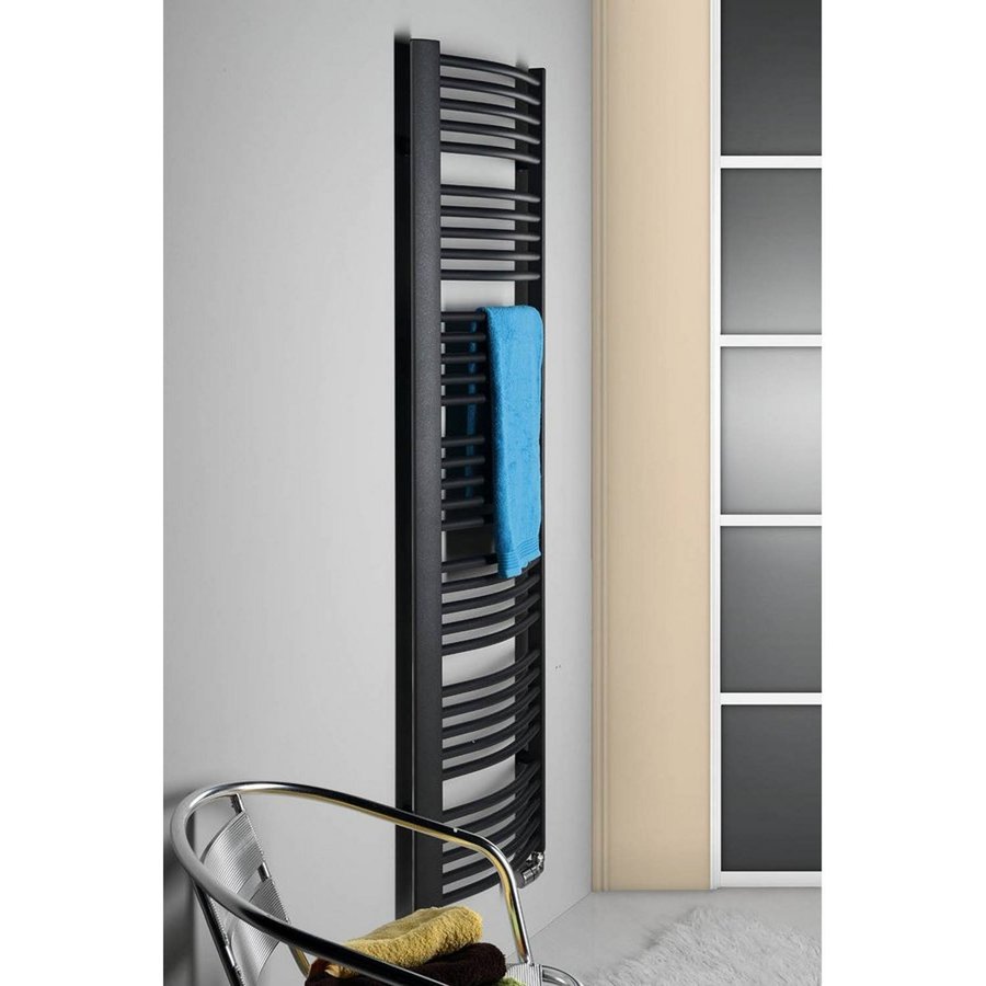 Handdoekradiator Sapho Egeon Gebogen 59.5x174.2 cm Antraciet