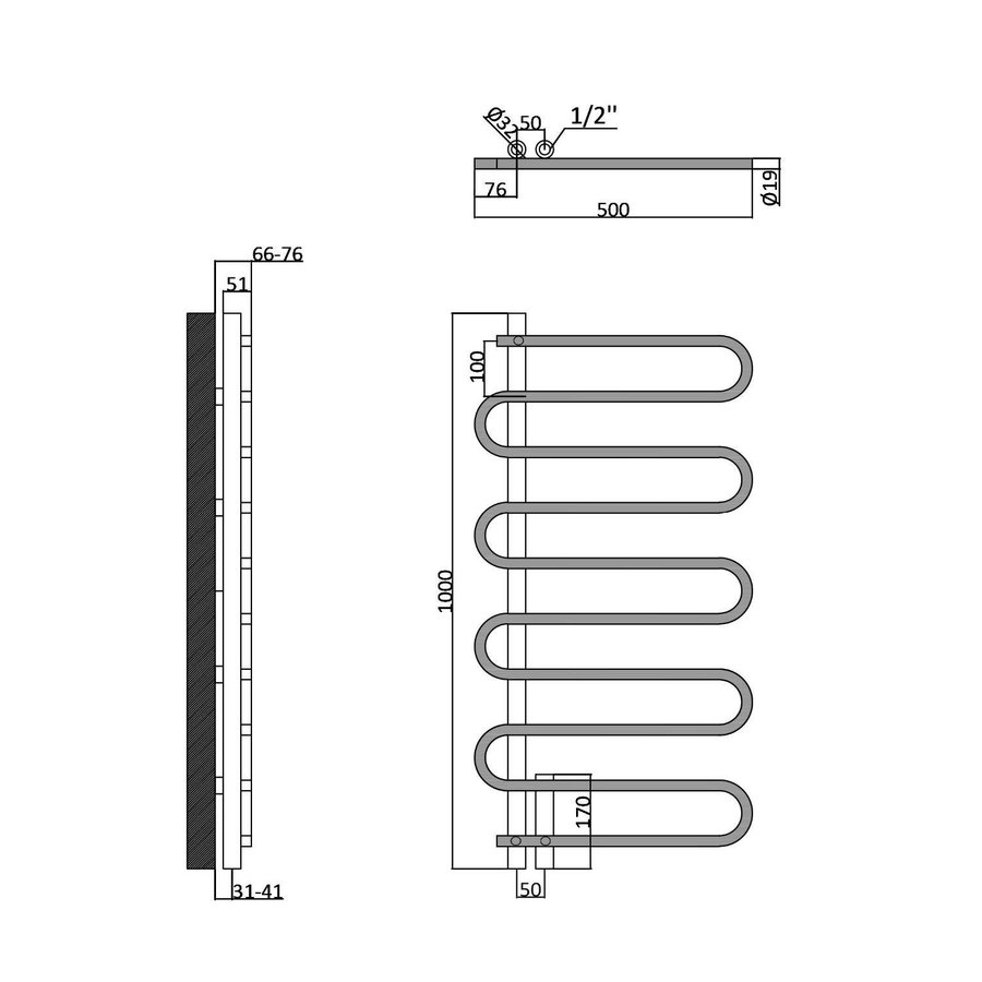 Designradiator Sapho Carisma 50x100 cm 210W Chroom