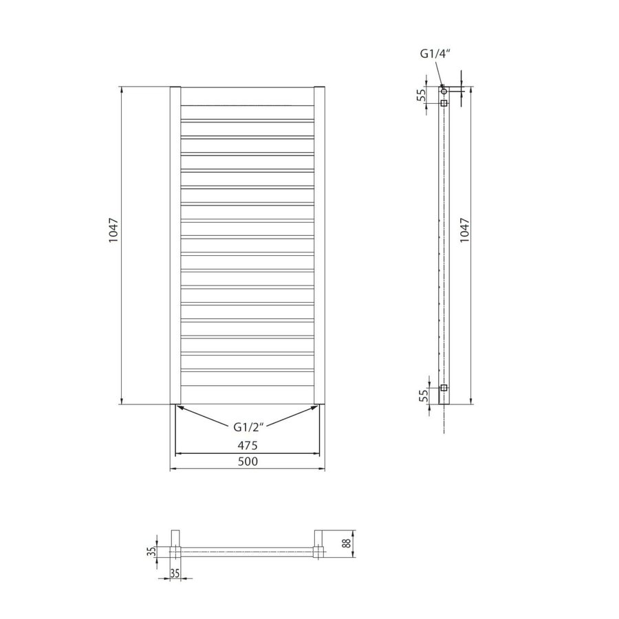 Designradiator Sapho Mateo Recht 50x104.7 cm 508W Wit